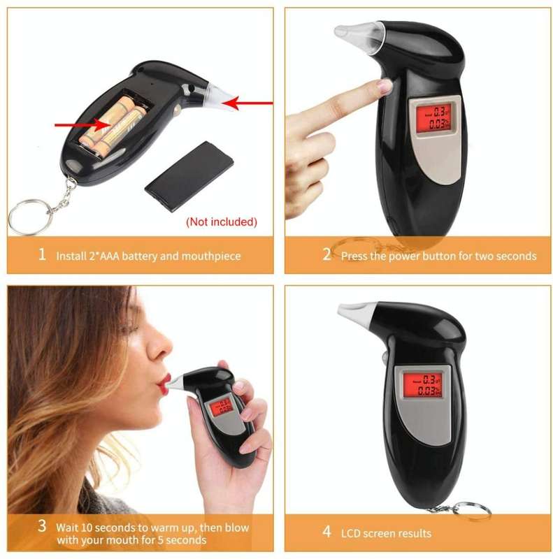 LCD Digital Alcohol Tester Breathalyzer(Black)