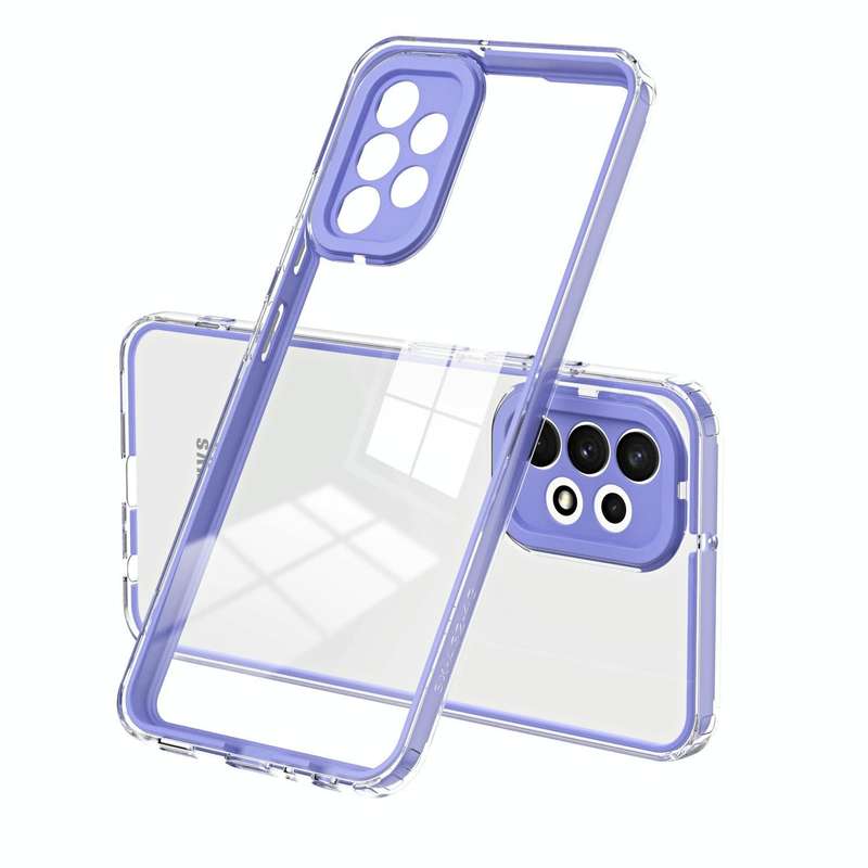 For Samsung Galaxy A23 4G 3 in 1 Clear TPU Color PC Frame Phone Case(Purple)