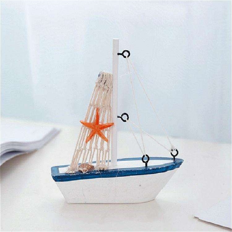 Vintage Wooden Canvas Boat Model Decoration Home room Decoration(White Boat)