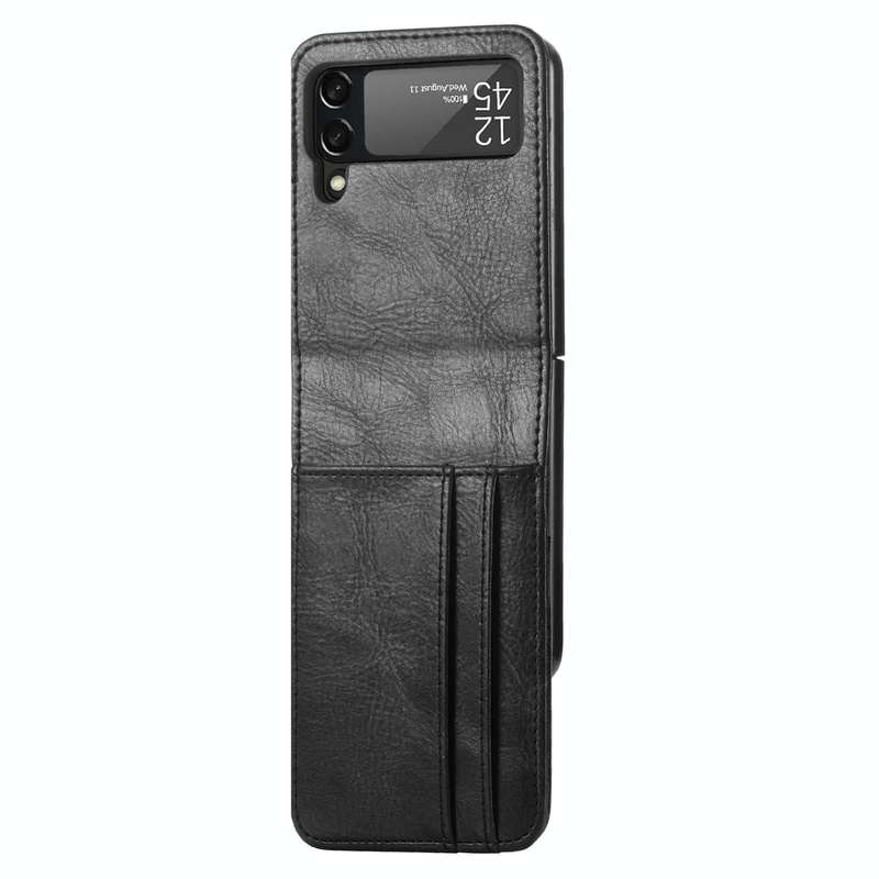 For Samsung Galaxy Z Flip4 5G Vertical Flip Card Slot Leather Phone Case(Black)