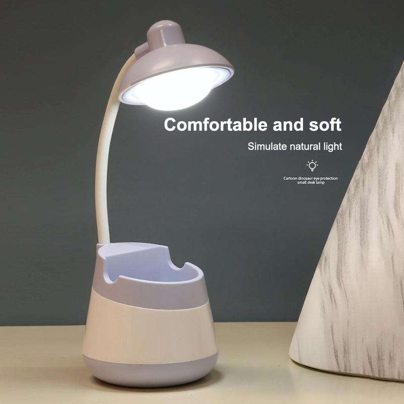 USB Charging LED Desk Light Eye Protection Lamp with Pen Holder and Phone Holder(CS276-3 Yellow)