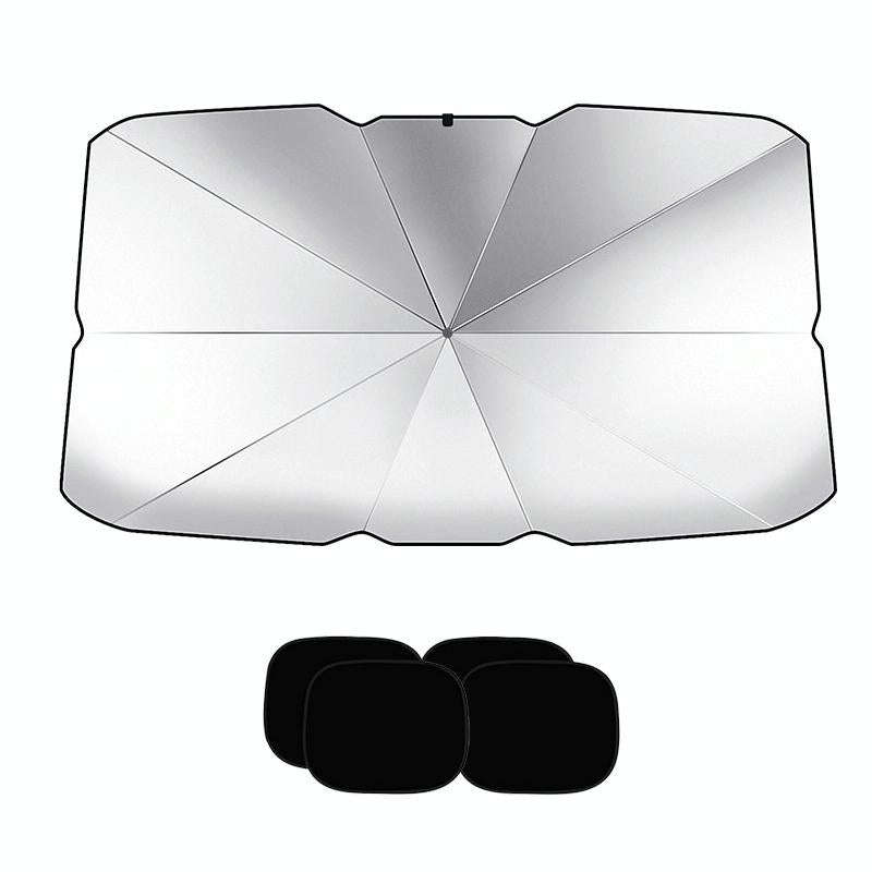 Car Windshield Telescopic Folding Thermal Insulation Parasol, Size: Large+4 PCS Side Sun Block
