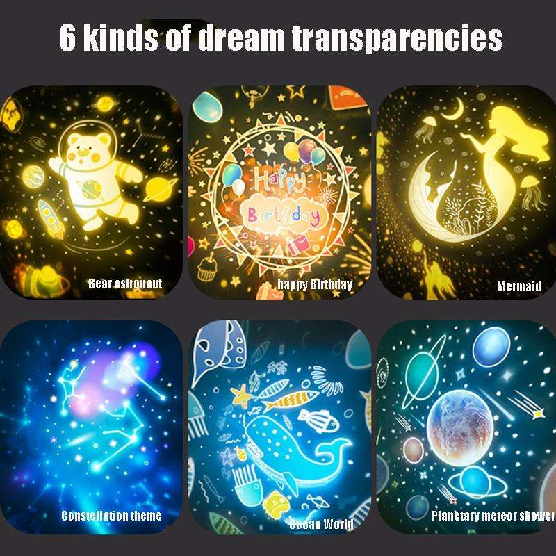 Children Starry Sky Projection Lamp USB Rotating LED Night Light Music Box Chargeable Sleeping Li...