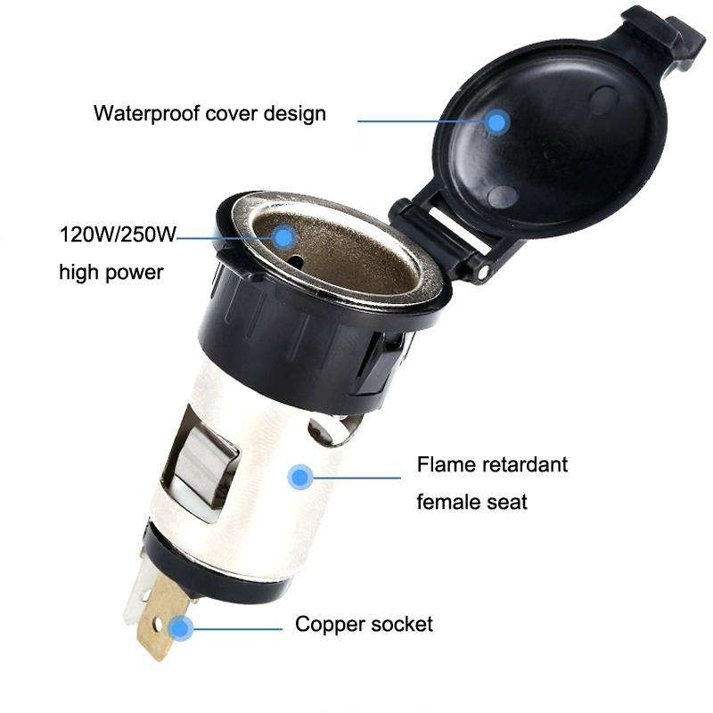 2 PCS Car Modified Cigarette Lighter Car Charging Power Socket Cigarette Type (with 15cm Line)