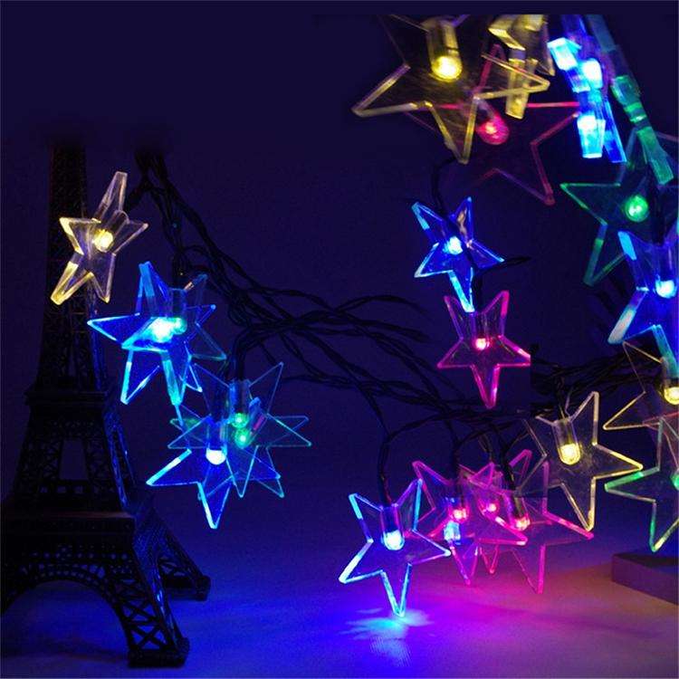 Star Shape 20 LEDs Outdoor Garden Christmas Festival Decoration Solar Lamp String(Warm White)