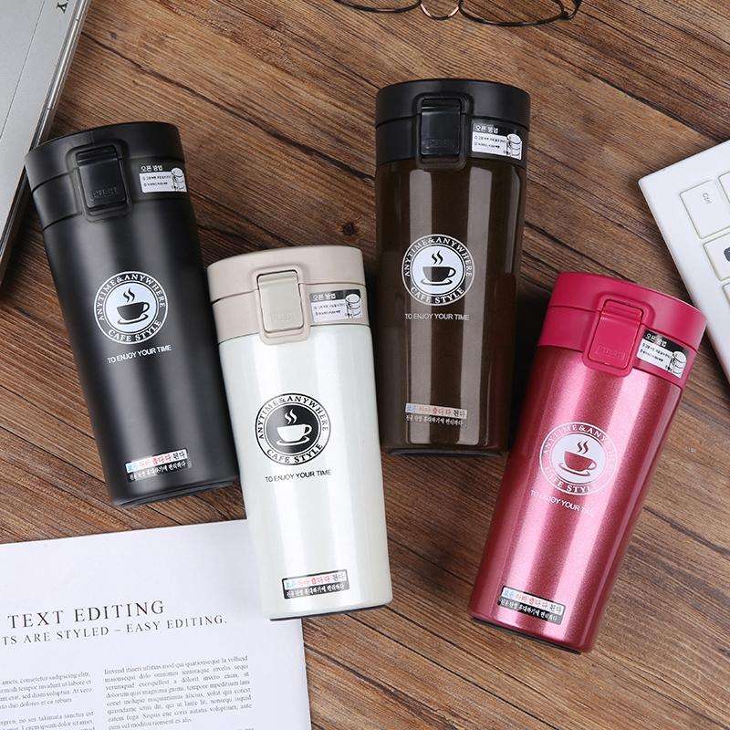 Double Wall Stainless Steel Vacuum Flasks 380ml Car Thermo Cup Coffee Tea Travel Mug Thermol Bott...
