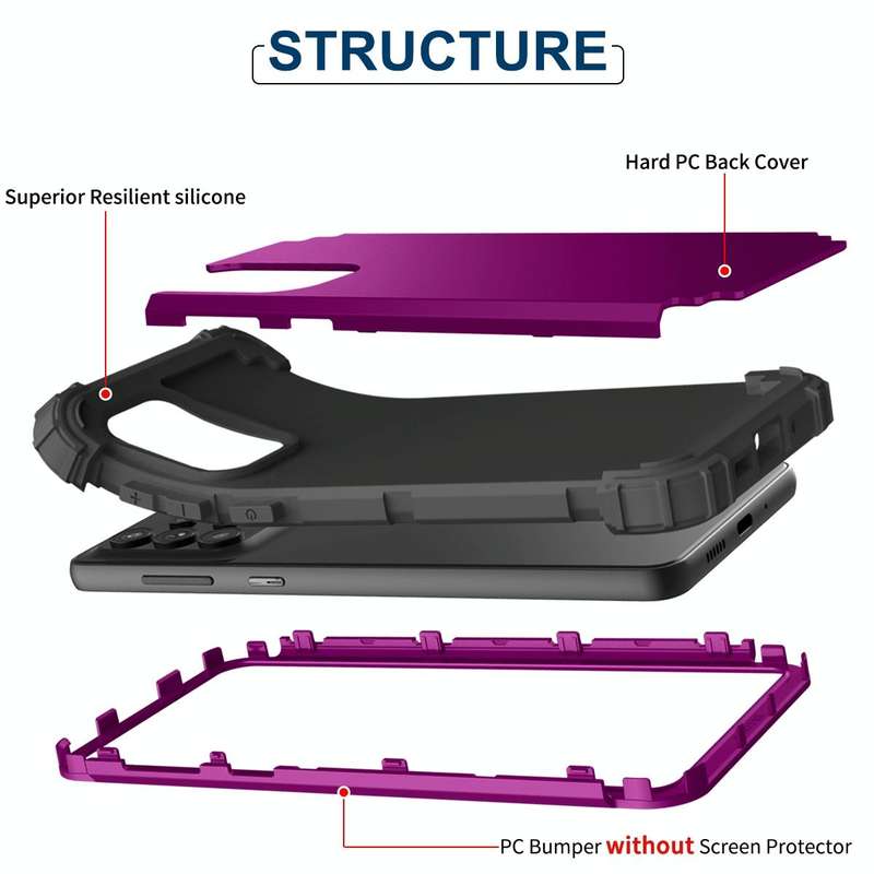 For Samsung Galaxy A73 5G PC + Silicone Phone Case(Dark Purple+Black)
