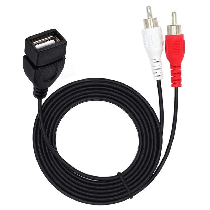JUNSUNMAY USB 2.0 Female to 2 x RCA Male Video Audio Splitter Adapter Cable, Length:0.2m