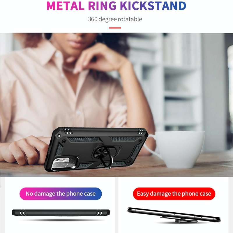 For Xiaomi Redmi Note 10 5G Shockproof TPU + PC Protective Case with 360 Degree Rotating Holder(B...