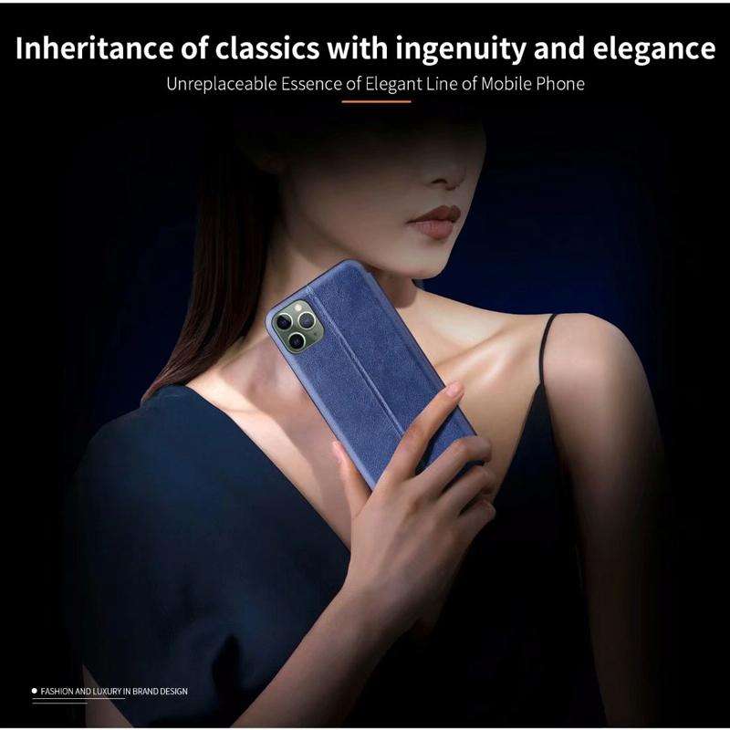 For iPhone 11 Integrated Electricity Pressing Retro Texture Magnetic TPU+PU Leather Case with Car...