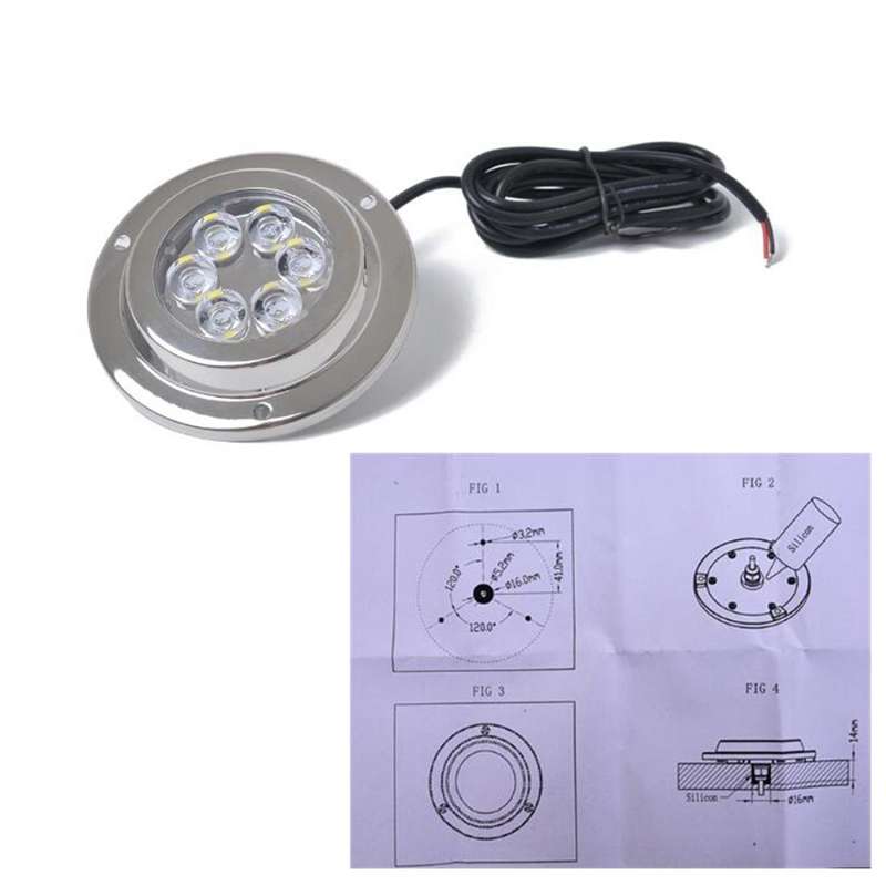 DC 10-30V 12W IP68 316 Stainless 6 LEDs Blue Light Underwater Light Boat High Power Bright for Ma...