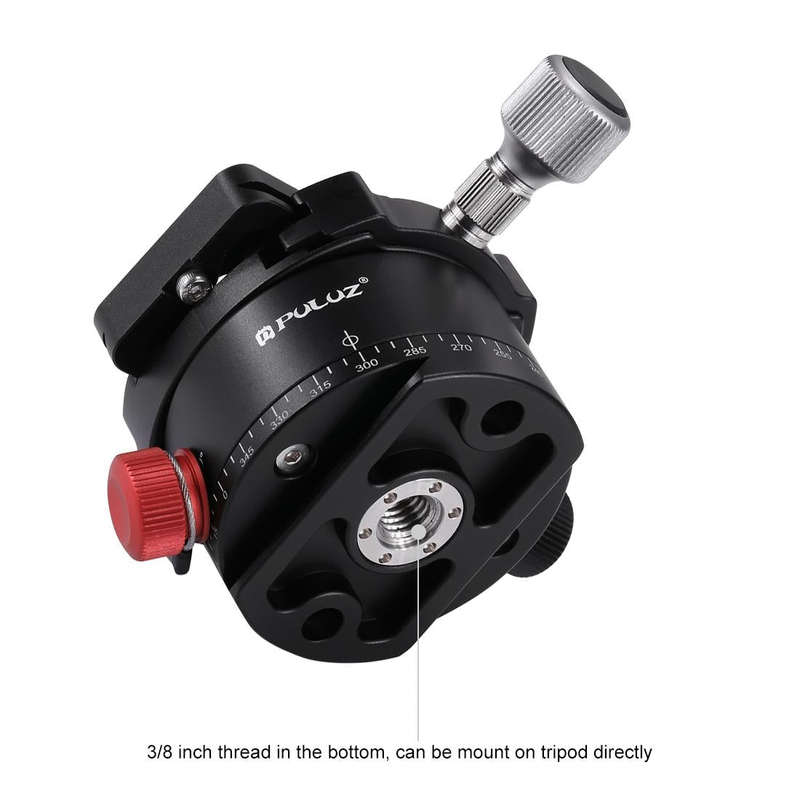 PULUZ Aluminum Alloy Panoramic Indexing Rotator Ball Head with Quick Release Plate for Camera Tri...