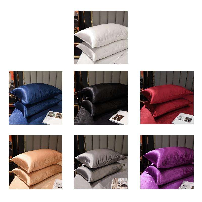 2 Pairs Ice Silk Pillowcase Home Textile Bedding, Size: 50x90cm(Silver Gray)