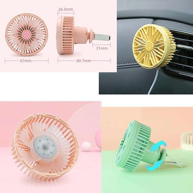 Car Vent Fan Multi-function USB Interface Mini LED Lamp Car Fan(Pink)