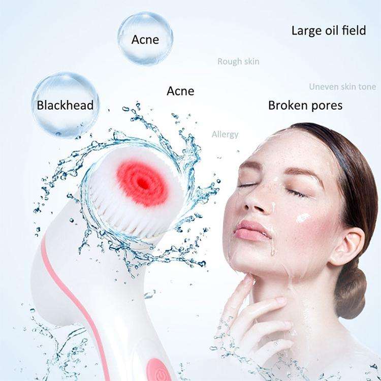 CNaier AE-868 Battery-powered Silicone Ultrasonic Vibration Face Skin Care Electric Facial Cleans...