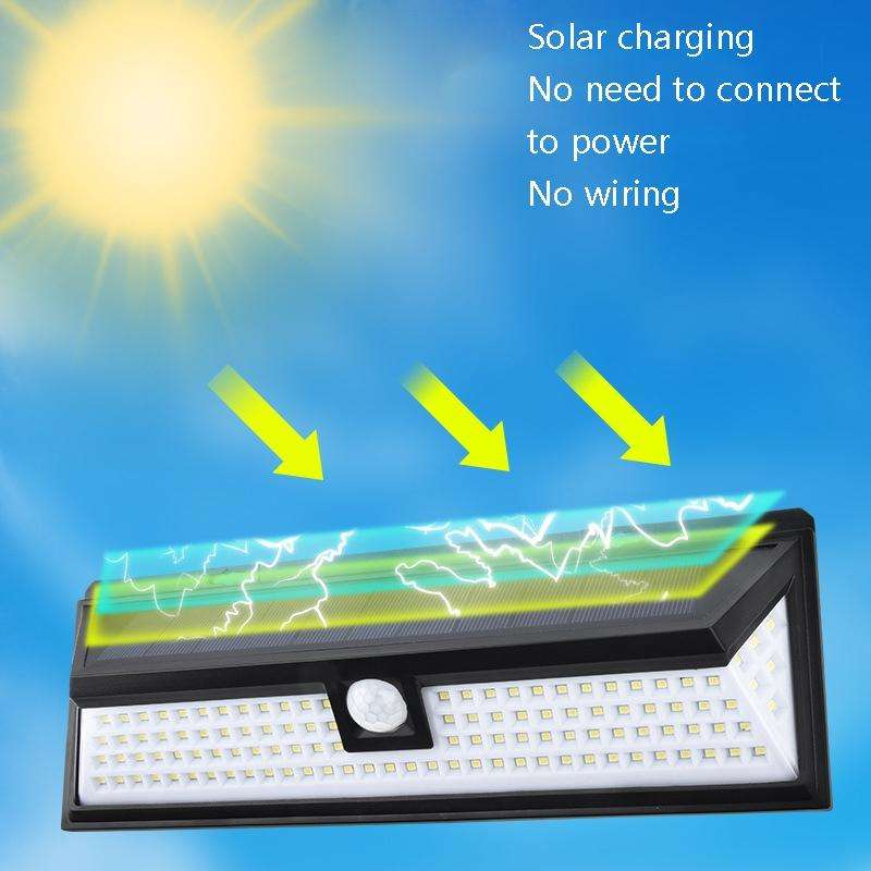 TG-TY00401 118 LED Solar 3-Sides Floodlit Motion Sensing Wall Light Outdoor Garden Corridor Stree...