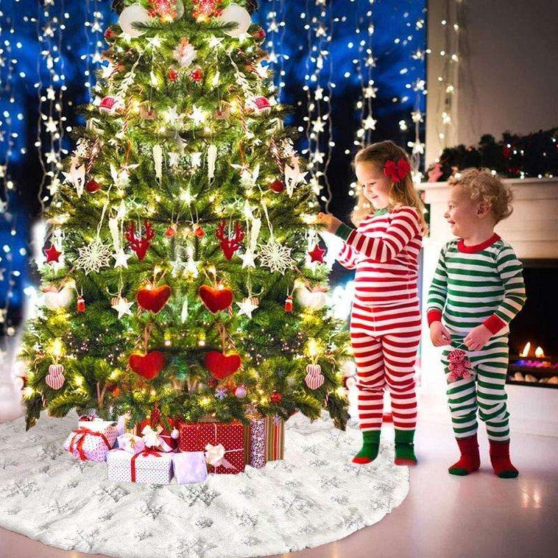 Christmas Tree Plush Sequin Embroidered Bottom Decorative Skirt, Size:90cm(Silver)