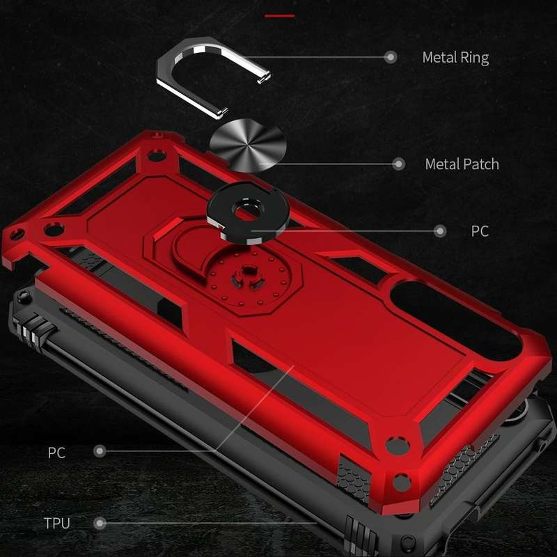 For Huawei Y9s Shockproof TPU + PC Protective Case with 360 Degree Rotating Holder(Red)