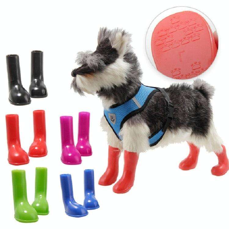 4 PCS/Set Pet Rain Boots Waterproof Non-slip Dog Shoes, Size:S(Pink)