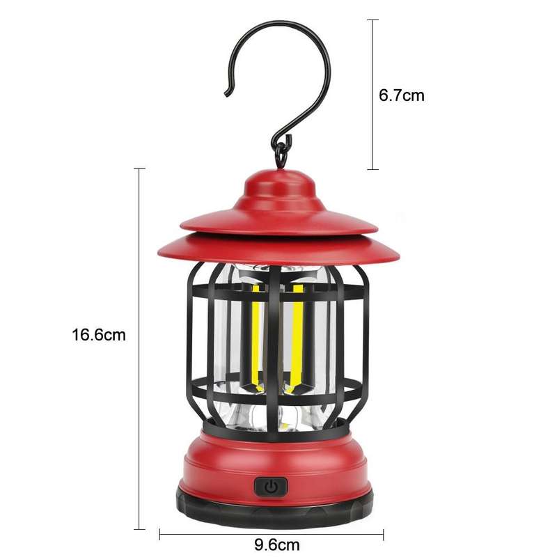 Portable Retro Hanging Lamp Lantern Camping Tent Light, Type:USB Charging(Red)