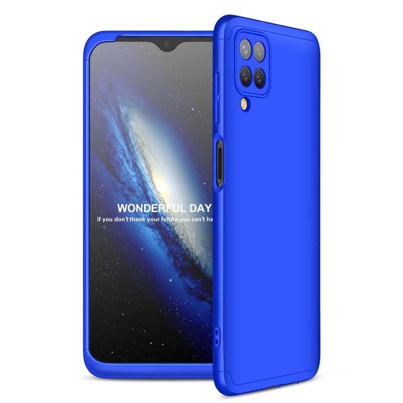 For Samsung Galaxy A12 GKK Three Stage Splicing Full Coverage PC Case(Blue)