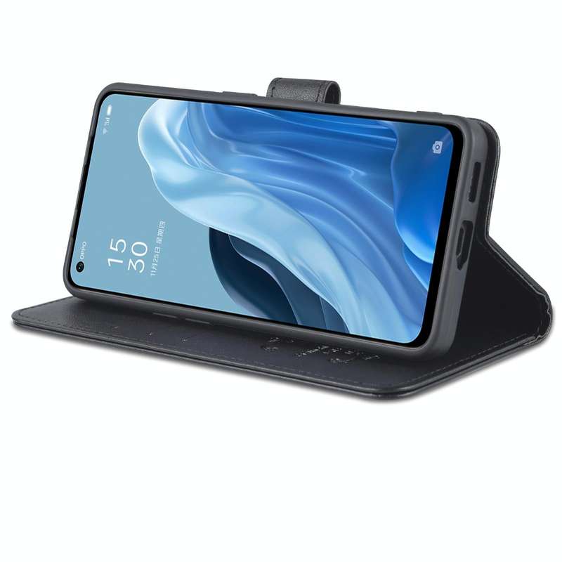 For OPPO Reno7 5G AZNS Sheepskin Texture Flip Leather Phone Case(Black)