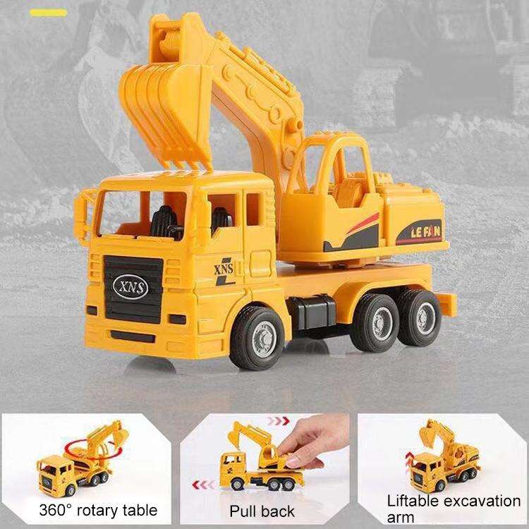 4 in 1 Concrete Mixer Truck + Fuel Tank Truck + Dump Truck + Excavator Inertial Pull Back Car Chi...