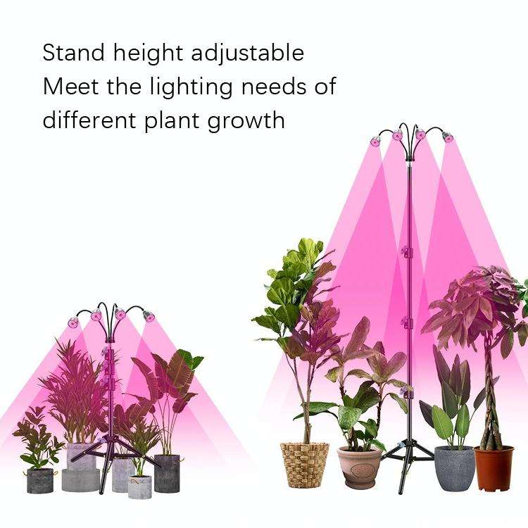 LED Plant Lamp With 1.6m Stand USB Remote Control Dimming Grow Light, Style: Four Head(Full Spect...