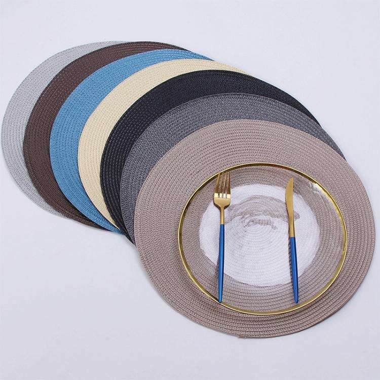PP Environmentally Friendly Hand-woven Placemat Insulation Mat Decoration, Size:38cm(Black)
