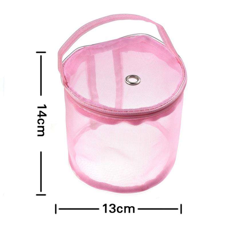 Mesh Bag DIY Hand Weaving Tools Yarn Storage Knitting Bag Organizer Hollow Yarn Bag(Small Pink)