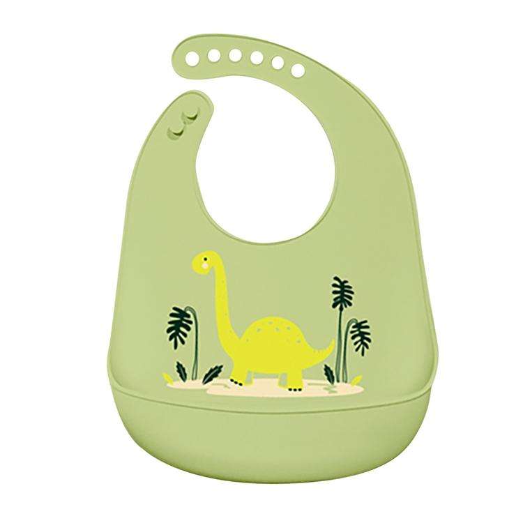 Waterproof Baby Silicone Bibs Kids Feeding Bandana (Grass Green)