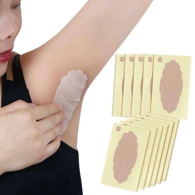 10 PCS Underarm Antiperspirant Patch Armpit Sweat Pad Foot Sweat Absorbing Deodorant Patch(Flesh ...