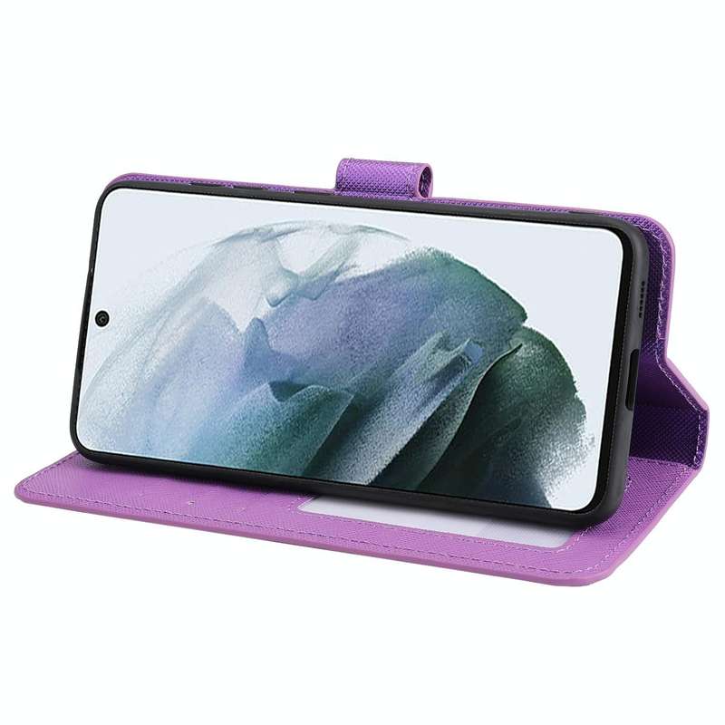 For Samsung Galaxy S21 FE 5G Cross Texture Detachable Leather Phone Case(Purple)