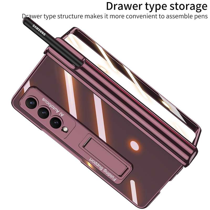 For Samsung Galaxy Z Fold4 GKK Magnetic Fold Hinge Shockproof Phone Case with Pen Slots(Silver)