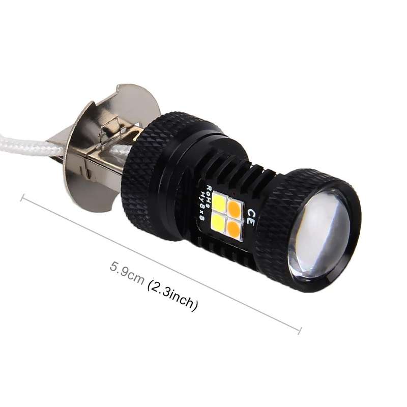 2 PCS Super Bright H3 DC 12V 5W 350LM Auto Car Fog Light with 16 SMD-3030 LED Bulbs Lamp, White +...