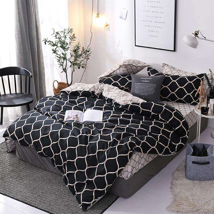 Luxury Bedding Black Marble Pattern Set Sanded Printed Quilt Cover Pillowcase, Size:220x240 cm(Lo...