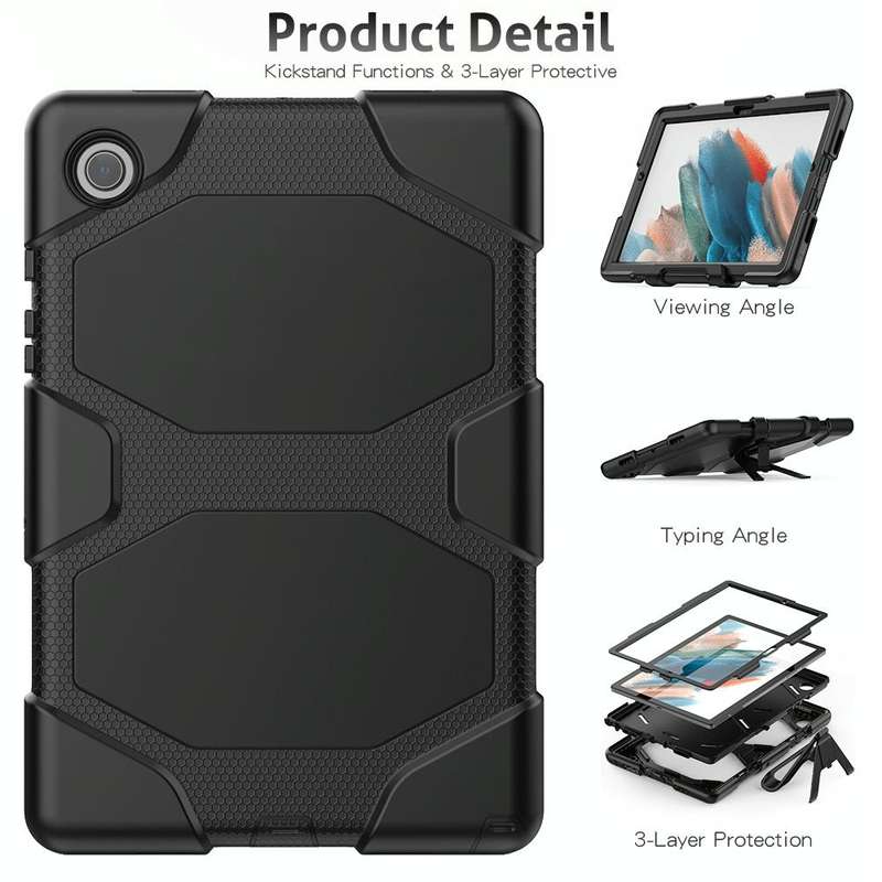 For Samsung Galaxy Tab A8 10.5 2021 X200 / X205 Colorful Silicon + PC Tablet Case(Black)