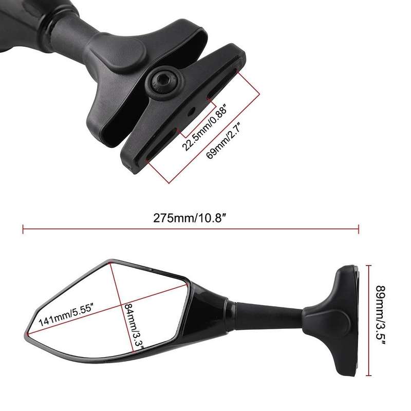 Motorcycle Modified Rear View Mirror Set with Light for Kawasaki (Carbon Fiber Black)