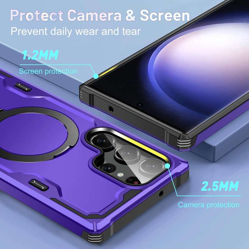 For Samsung Galaxy S23 Ultra 5G Patronus MagSafe Magnetic Holder Phone Case(Purple)