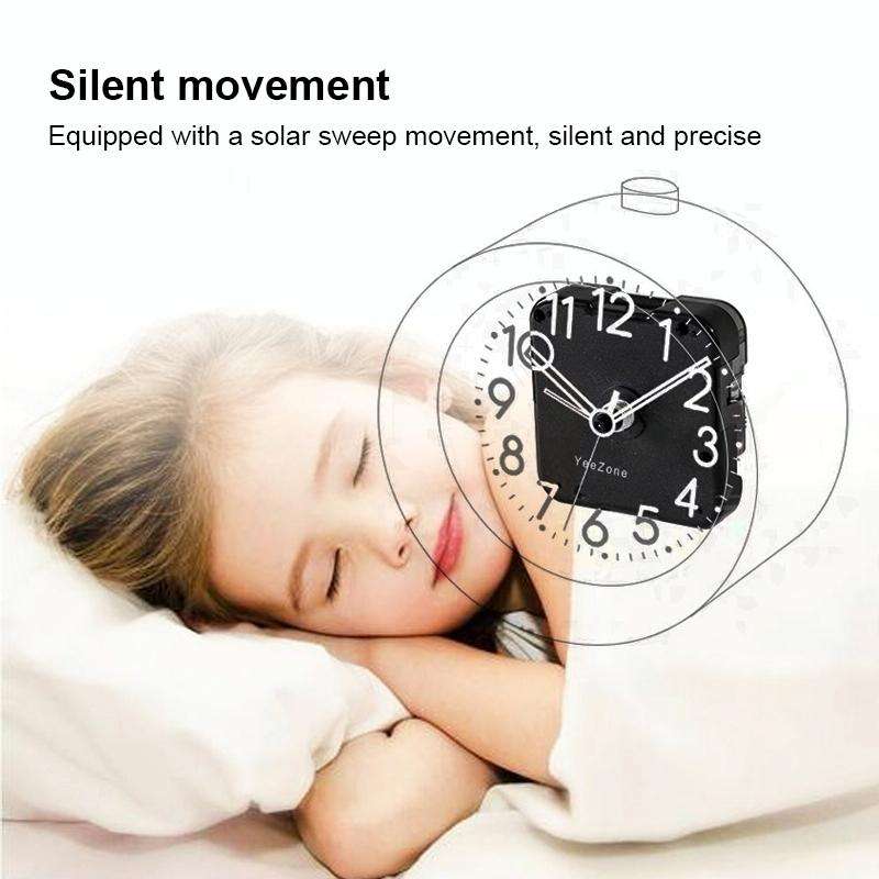 Solid Wood Silent Snooze Alarm Clock with Pointer(Round Dark)