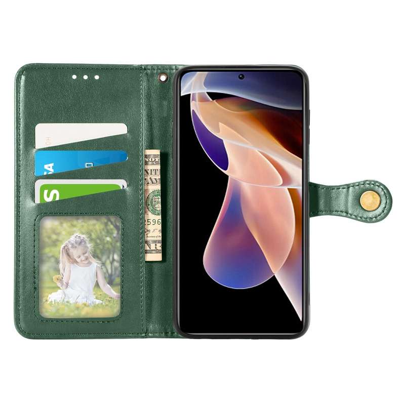 For Xiaomi Redmi Note 11 Pro / 11 Pro+ Retro Solid Color Buckle Leather Phone Case(Green)