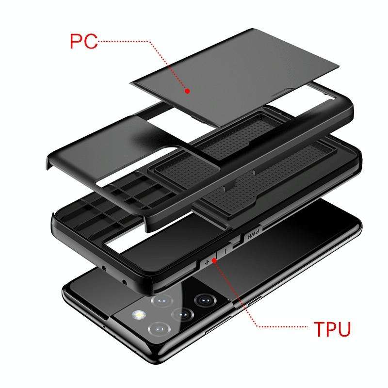 For Samsung Galaxy S21 Ultra 5G Shockproof Armor Protective Case with Card Slot(Gold)