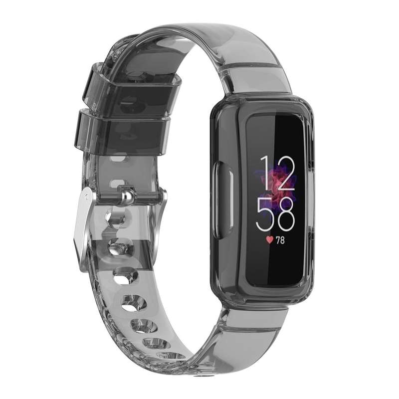 For Fitbit Ace 3 Transparent Silicone Integrated Watch Band(Transparent Black)