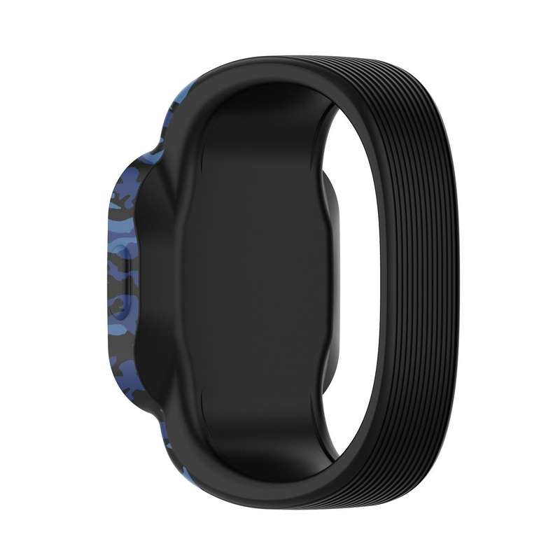 For Garmin Vivofit JR3 No Buckle Silicone Printing Watch Band, Size:S(Camouflage Blue)