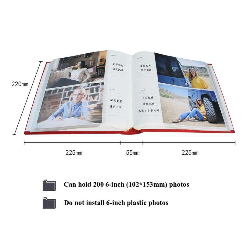 6 Inch 200 Sheets Flannel Retro Photo Album Interstitial Photo Storage Book(Green)