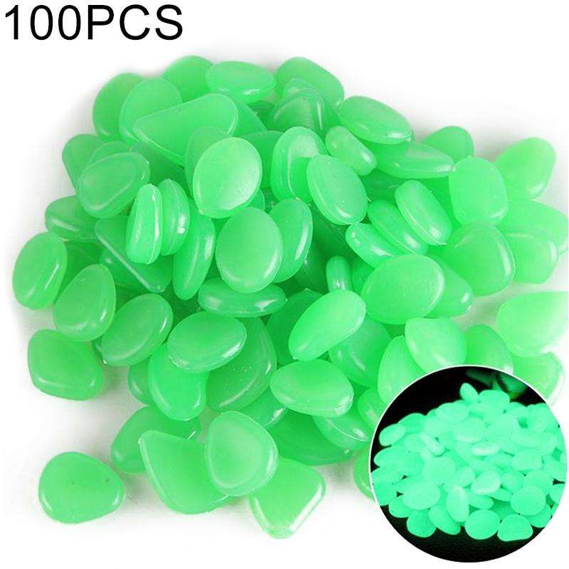 100 PCS Glow in The Dark Garden Pebbles for Walkways & Decoration and Plants Luminous Stones(Emer...