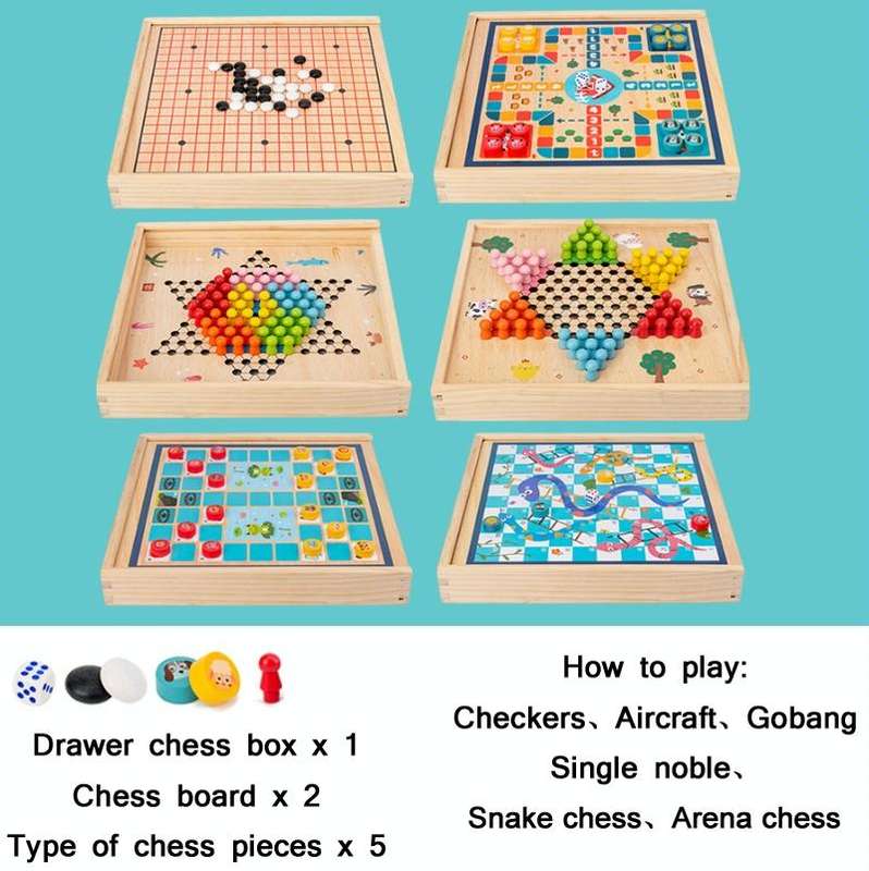 Children Wooden Multifunctional Parent-Child Interactive Puzzle Board Toy, Set Specification: 6 I...