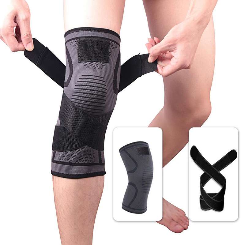 Pressurized Tape Knit Sports Knee Pad, Specification: M (Black)