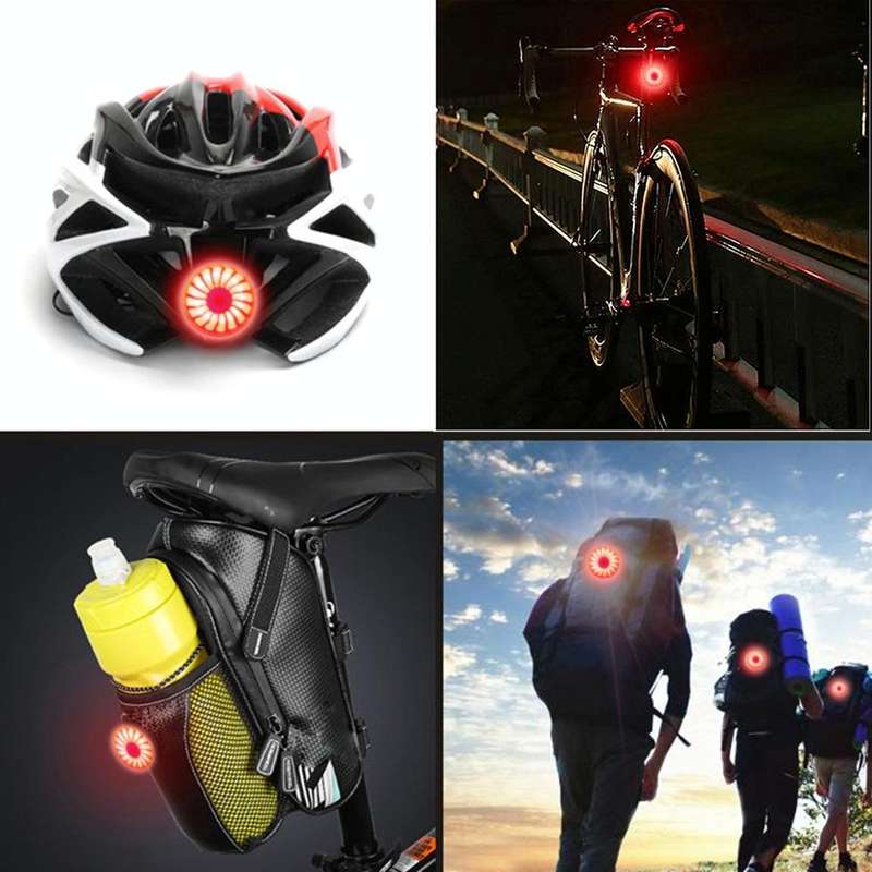Bicycle Smart Sensor Brake Light USB Tail Light Warning Light(Black)
