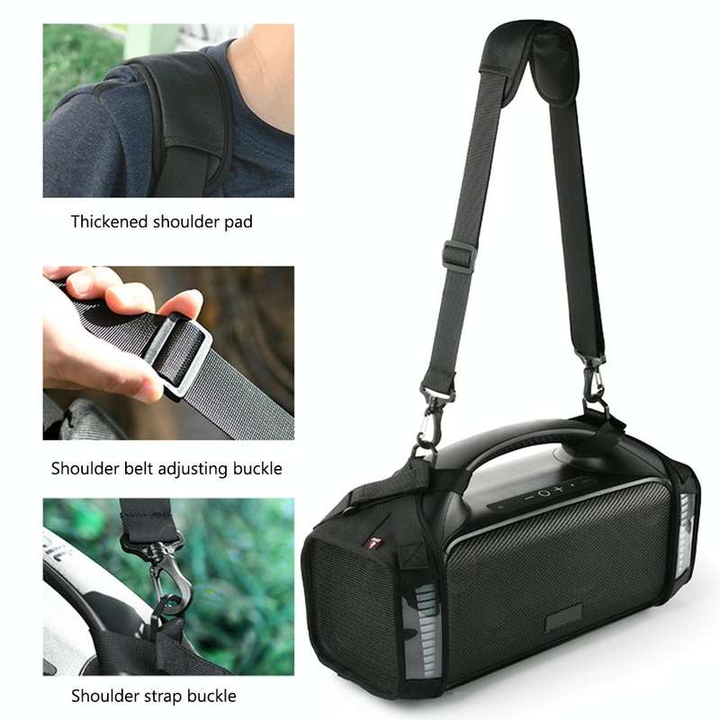 For Tribit StormBox Blast Speaker Case Fall-proof Carrying Strap Case Protective Cover(Black)